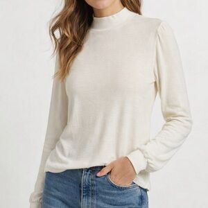 Listicle Soft Stretchy Cream Mock Neck Women’s Top - Size Medium